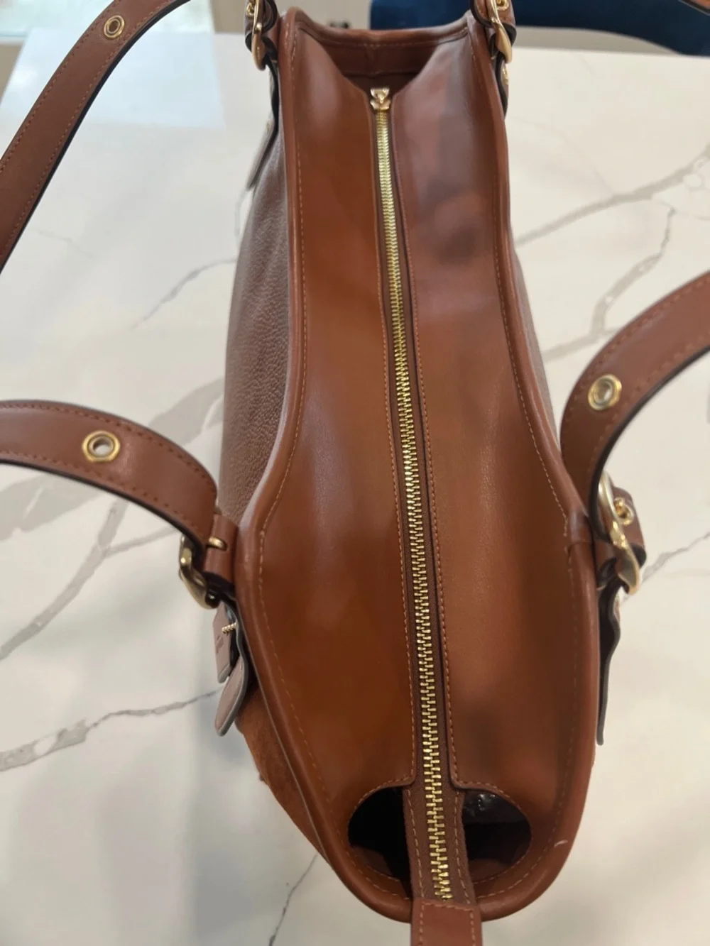 Coach Chestnut Brown Leather Suede Tote - Picture 11 of 14